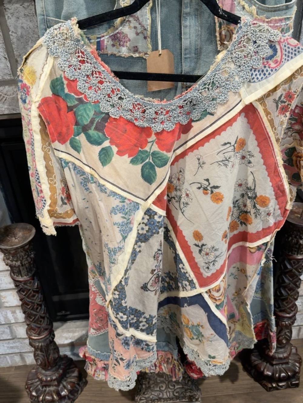 A Rare Bird3-Piece Denim Floral Patchwork Set – Boho Western - Picture 5 of 12